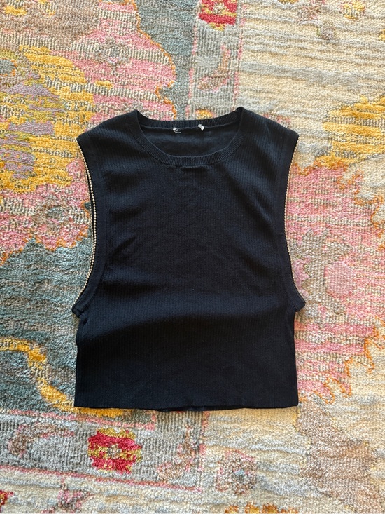 Free People Tops - Free People Black Ribbed Crop Tank with Beaded Detail